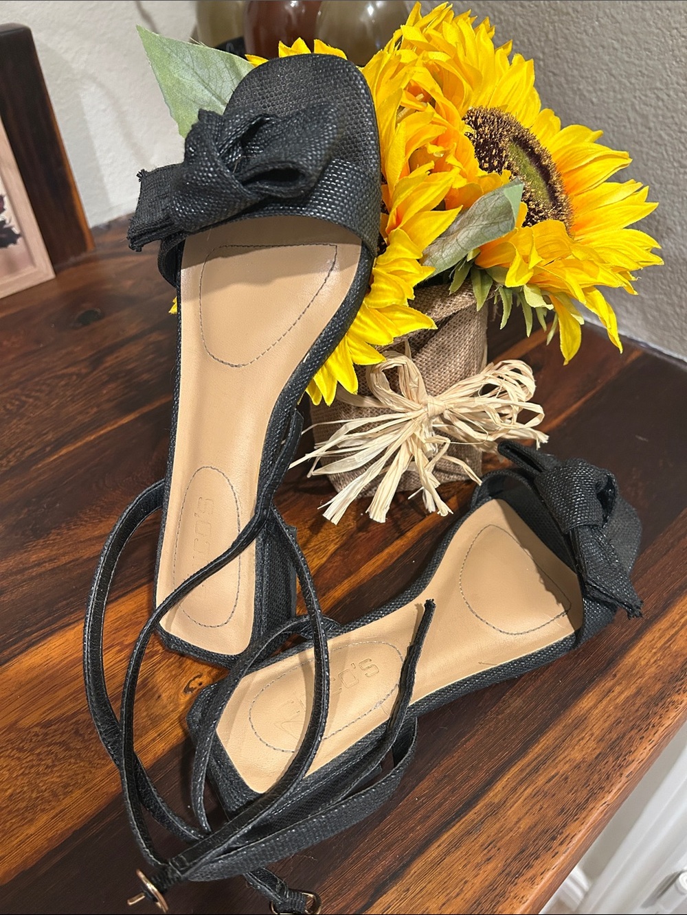 Chico's Black Bow Square-Toe Sandals